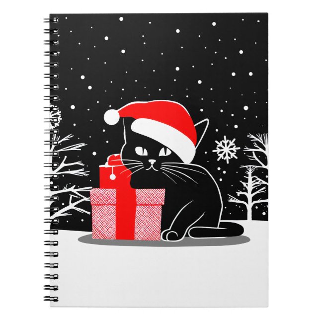 Black Christmas Cat Notizblock (Vorderseite)