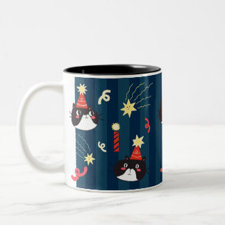 Black Christmas Cat Zweifarbige Tasse