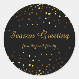 Black Christmas Gold Imitate Glitzer Festlich Runder Aufkleber