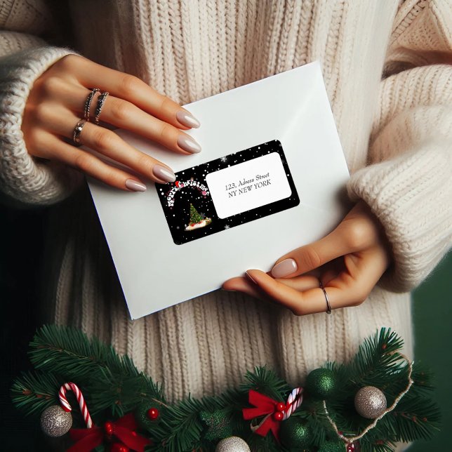 Black Christmas Graffiti Rücksendeadresse Adressaufkleber (Von Creator hochgeladen)