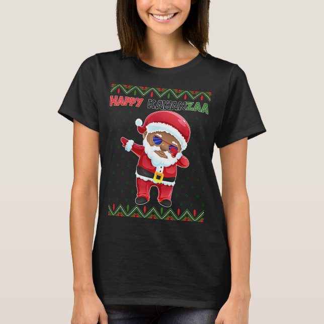 Black Christmas Happy Ugly Kwanzaa Merry African H T-Shirt (Vorderseite)