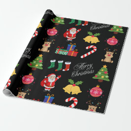 Black Christmas Icons Wrapper Paper Geschenkpapier
