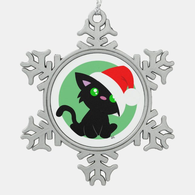 Black Christmas Kitty Ornament (Vorderseite)