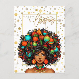 Black Christmas Sista Melanin Queen Women Xmas Postkarte