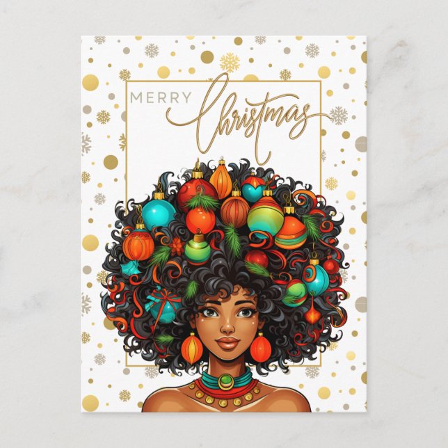 Black Christmas Sista Melanin Queen Women Xmas Postkarte (Vorderseite)