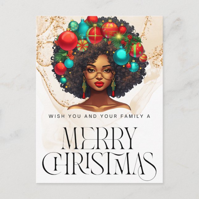 Black Christmas Sista Melanin Queen Women Xmas Postkarte (Vorderseite)