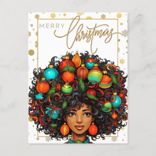 Black Christmas Sista Melanin Queen Women Xmas Postkarte