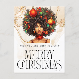 Black Christmas Sista Melanin Queen Women Xmas Postkarte