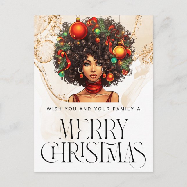 Black Christmas Sista Melanin Queen Women Xmas Postkarte (Vorderseite)