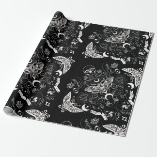 Black Christmas Wrapping Paper - Death Moth Geschenkpapier