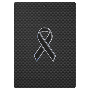 Black Chrome Style Ribbon Awareness Carbon Fibre Klemmbrett