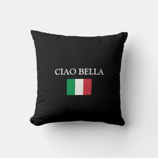 Black CIAO BELLA ITALY FLAG Kissen