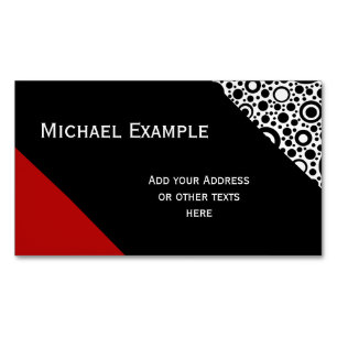 Black Circle & Polka Dots Pattern + Ihre Ideen Magnetische Visitenkarte