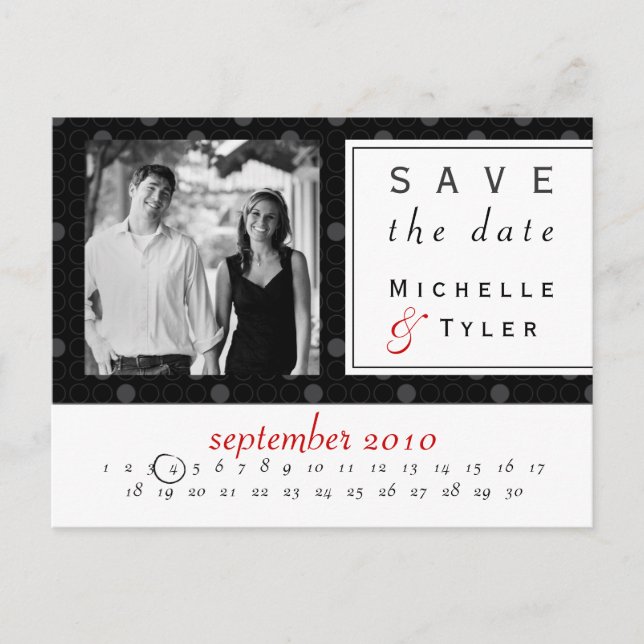 Black Circle Save the Date Card Ankündigungspostkarte (Vorderseite)