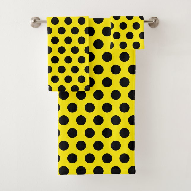 Black Circles on Yellow Background Badhandtuch Set (Insitu)