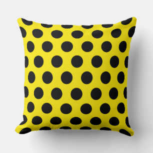 Black Circles on Yellow Background Kissen