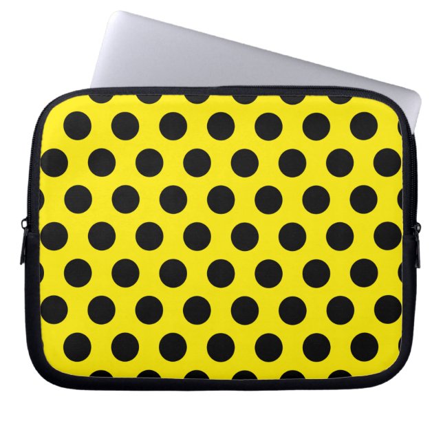 Black Circles on Yellow Background Laptopschutzhülle (Vorderseite)