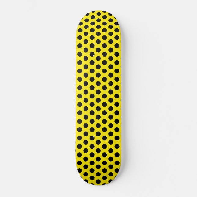 Black Circles on Yellow Background Skateboard (Vorderseite)