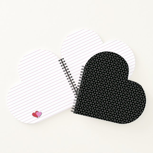 Black Circular Delight Heart Shaped Notebook Notizbuch (Innenseite)