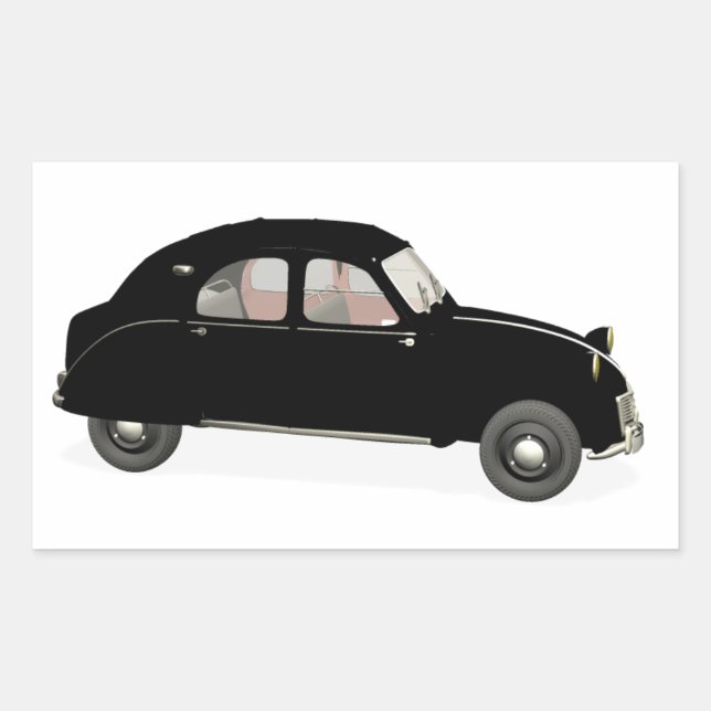 Black Citroen 2CV Rechteckiger Aufkleber (Vorderseite)