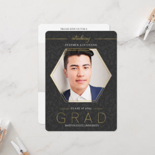 Black Class of 2023 Graduation Photo Invitation Einladung