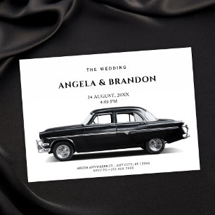 Black Classic Car Wedding Einladung