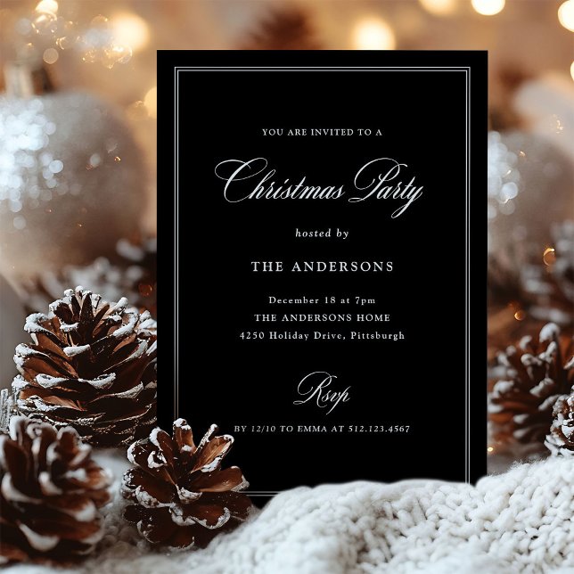 Black Classic Elegance | Weihnachtsfeier Einladung (Von Creator hochgeladen)