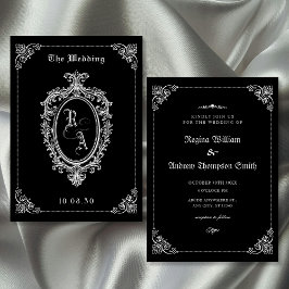 Black Classic Gothic-Hochzeit Einladung