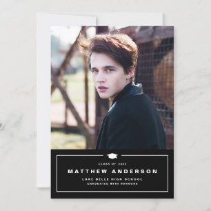 Black Classic Graduation Cap Foto Abschluss Ankündigung