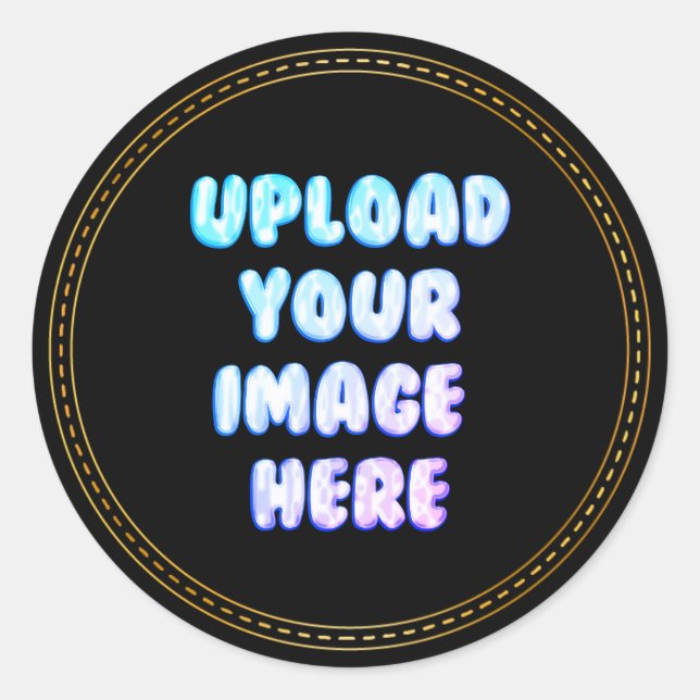 Black Classic Round Sticker with a Business Logo (Vorderseite)