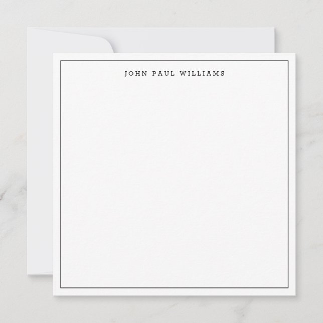 Black Classic Simple Minimalistisch Thin Border Sq Mitteilungskarte (Vorderseite)