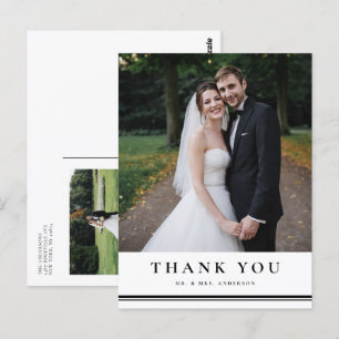 Black Classic Typografy Striped Wedding Vielen Dan Postkarte