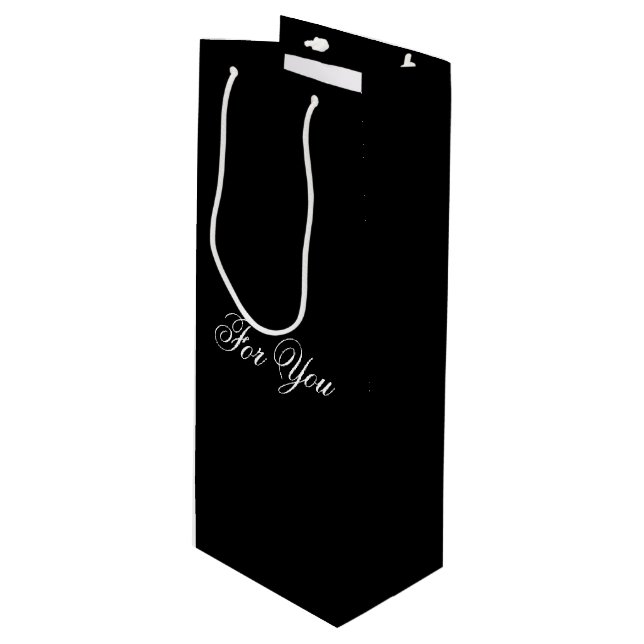 Black Classy Designer Weinbeutel Geschenktüte Für Weinflaschen (Vorderseite Schrägansicht)