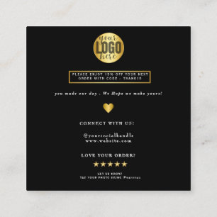 Black Classy und Elegant golden vielen Dank Quadratische Visitenkarte