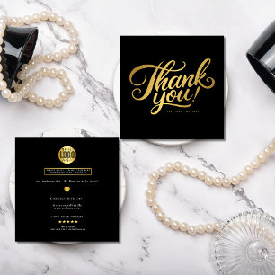 Black Classy und Elegant golden vielen Dank Quadratische Visitenkarte