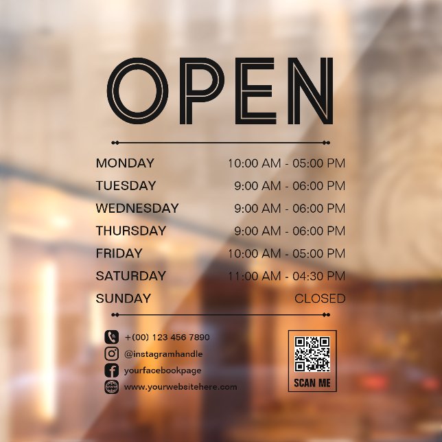 Black Clean Practice Öffnungszeiten Qr Code Fensteraufkleber (Blatt 2)