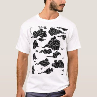 Black Clouds White Sky Illustration T-Shirt