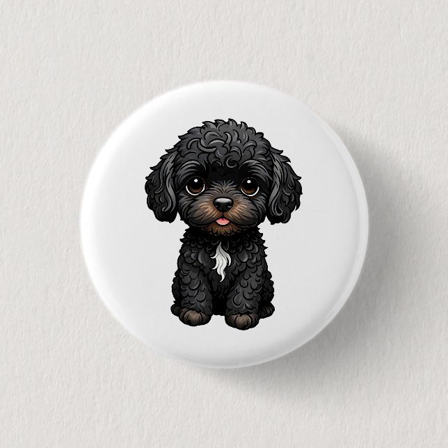 Black Cockapoo Button (Vorderseite)