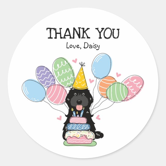Black Cockapoo Cavapoo Birthday Gefälligkeitsmarke Runder Aufkleber (Vorderseite)