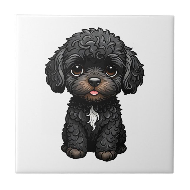 Black Cockapoo Fliese (Vorderseite)