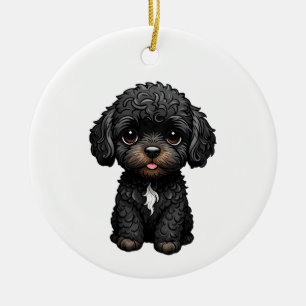 Black Cockapoo Keramik Ornament