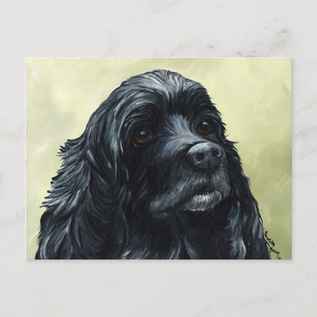 Black Cocker Spanisch Original Hund Postkarte (Vorderseite)
