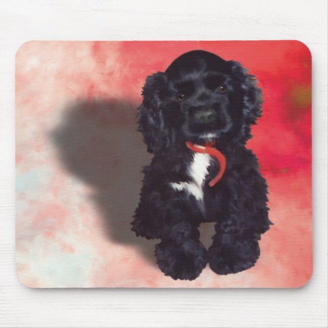 Black Cocker Spanisch Puppy - Abby Mousepad (Vorne)