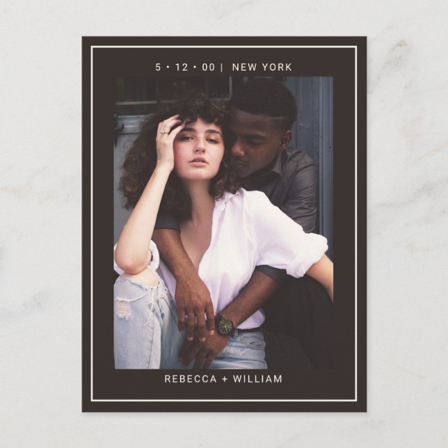 Black Coffe Foto Hochzeit Sichern Sie das Datum Ei Postkarte (Vorderseite)