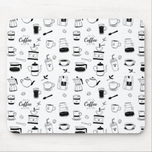 Black Coffee and Café Pattern Mousepad