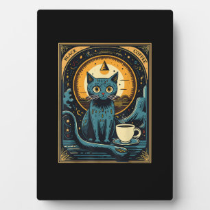 Black Coffee Cat Tarot Card Occult Fotoplatte