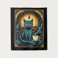 Black Coffee Cat Tarot Card Occult