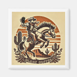 Black Coffee Cowboy Magnet
