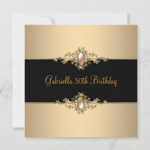 Black Coffee Trim 50. Geburtstagsparty Pearl 3 Einladung