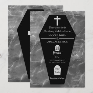 Black Coffin Grabstein Gothic Halloween Hochzeit Einladung